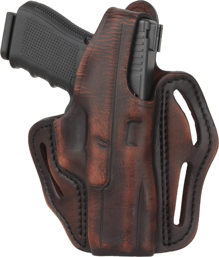 1791 GUNLEATHER XDS Thumb Break Holster - Right Handed OWB Leather Gun Holster - Fits Glock 17, 19, 22, 23, 32 Sig Sauer P225, P228, P229, SW MP Shield MP9 MP40, FNS-9, CZ P08

