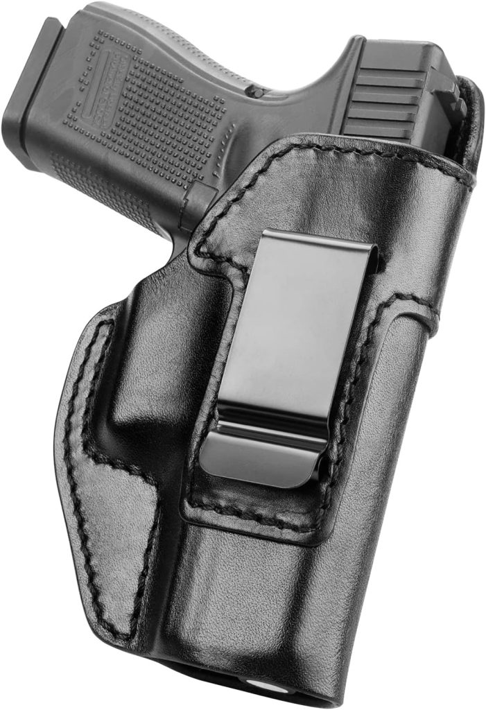 Handmade Leather Holster for Glock 19/19X/23/32/45, Inside Waistband Concealed Carry IWB Holster for G19 (Gen 3/4/5), Right Hand, Full Grain Leather Custom Made Holster
