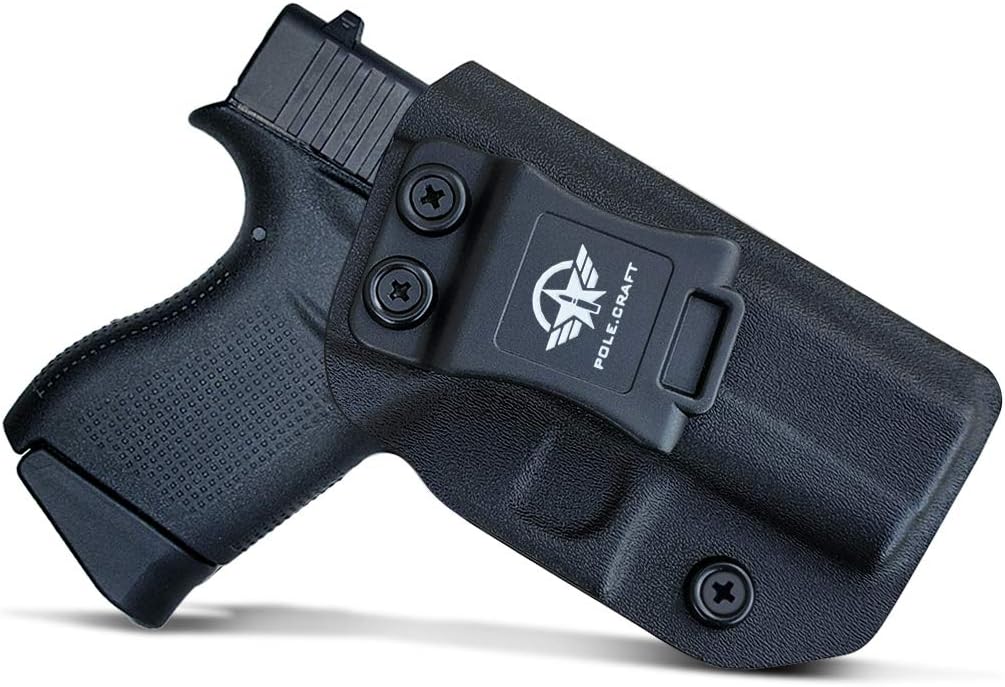 POLE.CRAFT IWB Kydex Holster Custom Fits Glock 43 Glock 43X - Inside Waistband Carry Holster - Adj. Cant Retention - Cover Mag-Button - No Wear - No Jitter