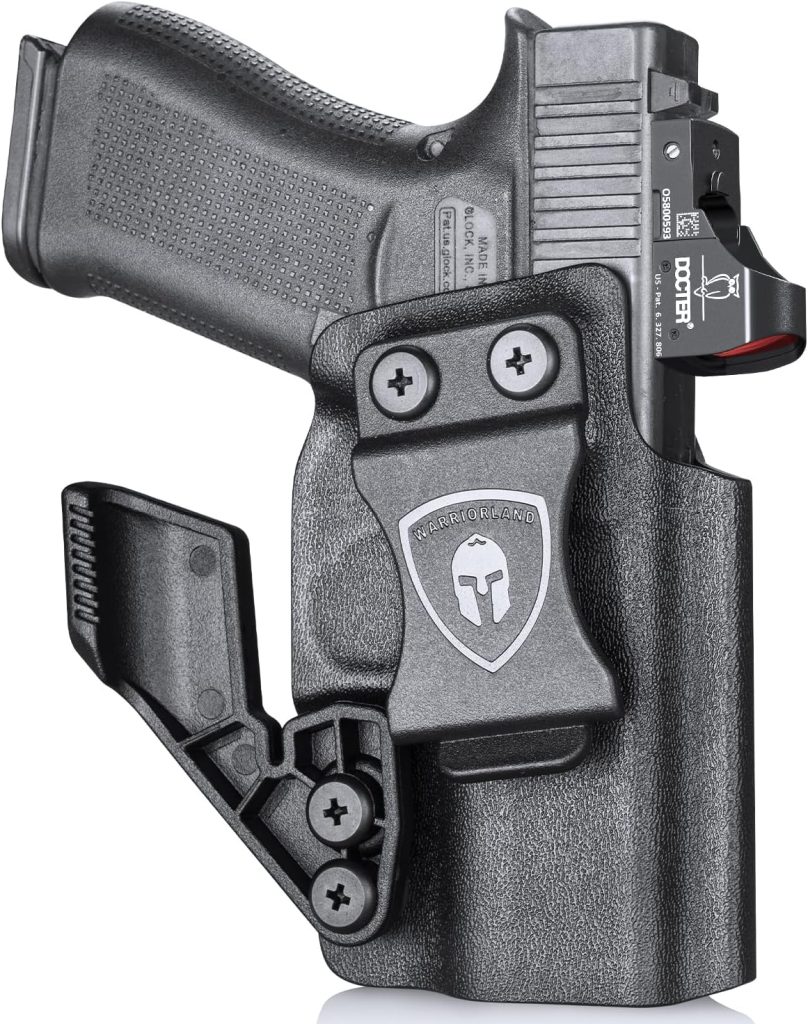 WARRIORLAND IWB Kydex Holster wClaw & Optics Cut Compatible with Glock 43 G43X & G43X MOS Pistol, Inside Waistband Concealed Carry Holster, Adj. Retention & Cant, Right Hand