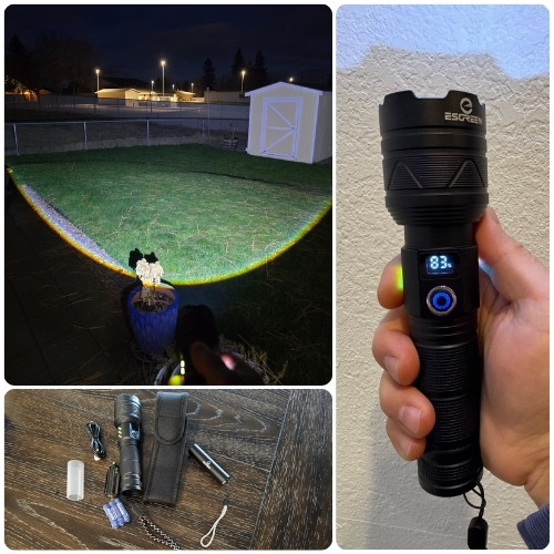 ESGREEN Rechargeable Flashlight handson